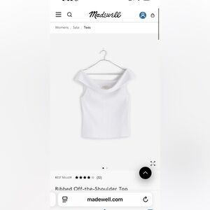 White Off-Shoulder Ribbed Top. Medium $62